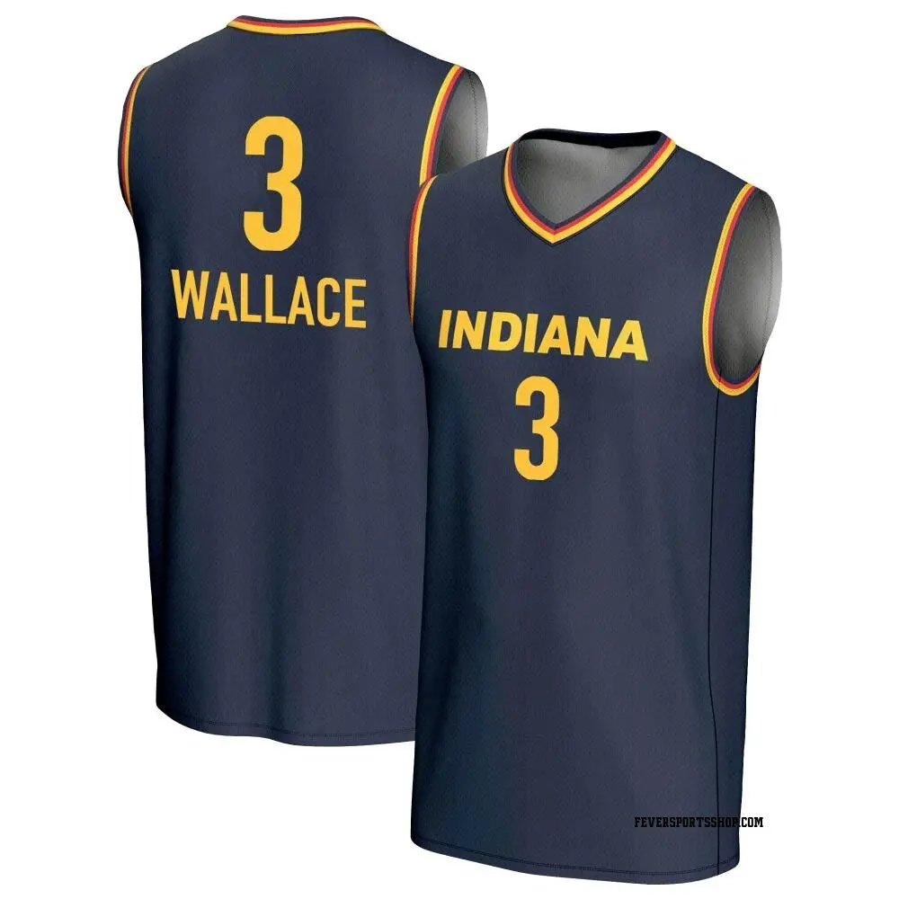 Men's Kristy Wallace ＃3 Replica Navy Indiana Fever Lightweight Jersey