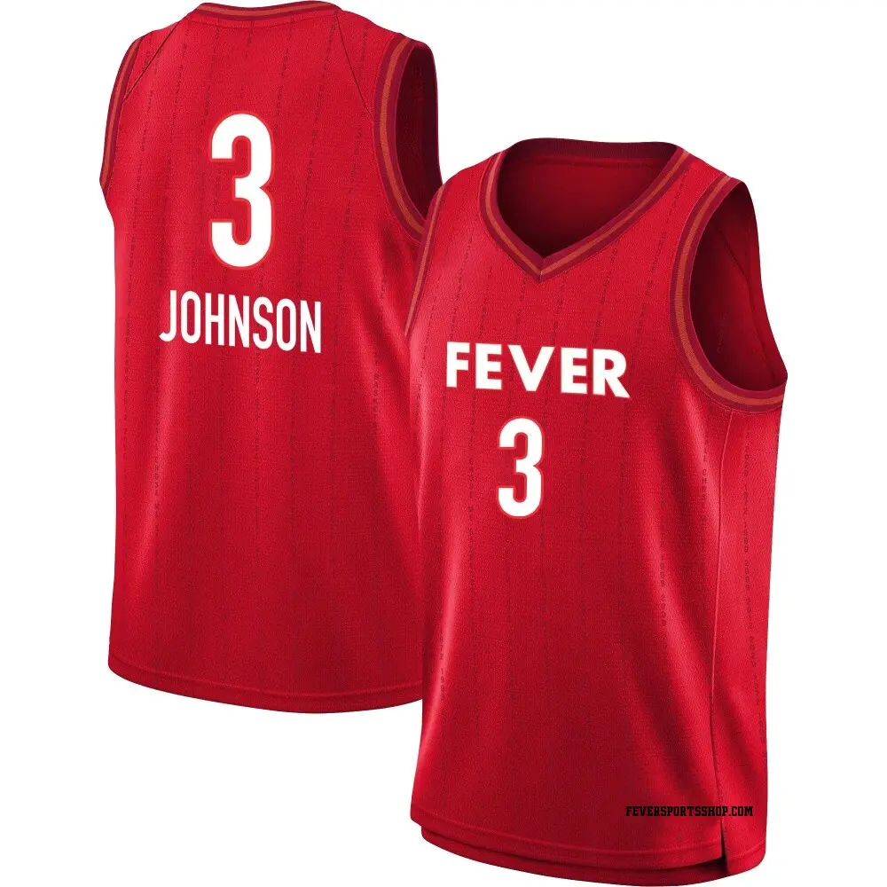 Men's Raven Johnson ＃3 Rebel Edition Victory Red Indiana Fever 2023 Jersey