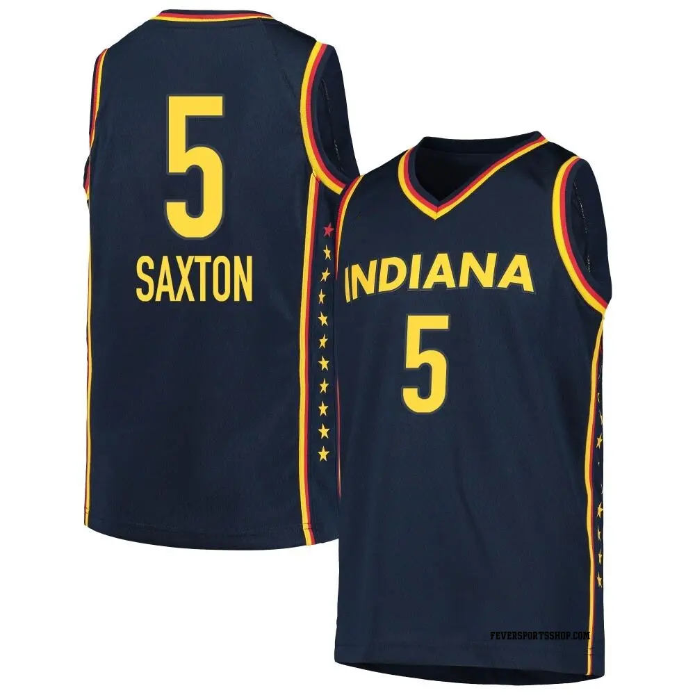 Men's Victaria Saxton ＃5 Explorer Edition Victory Navy Indiana Fever 2021 Jersey