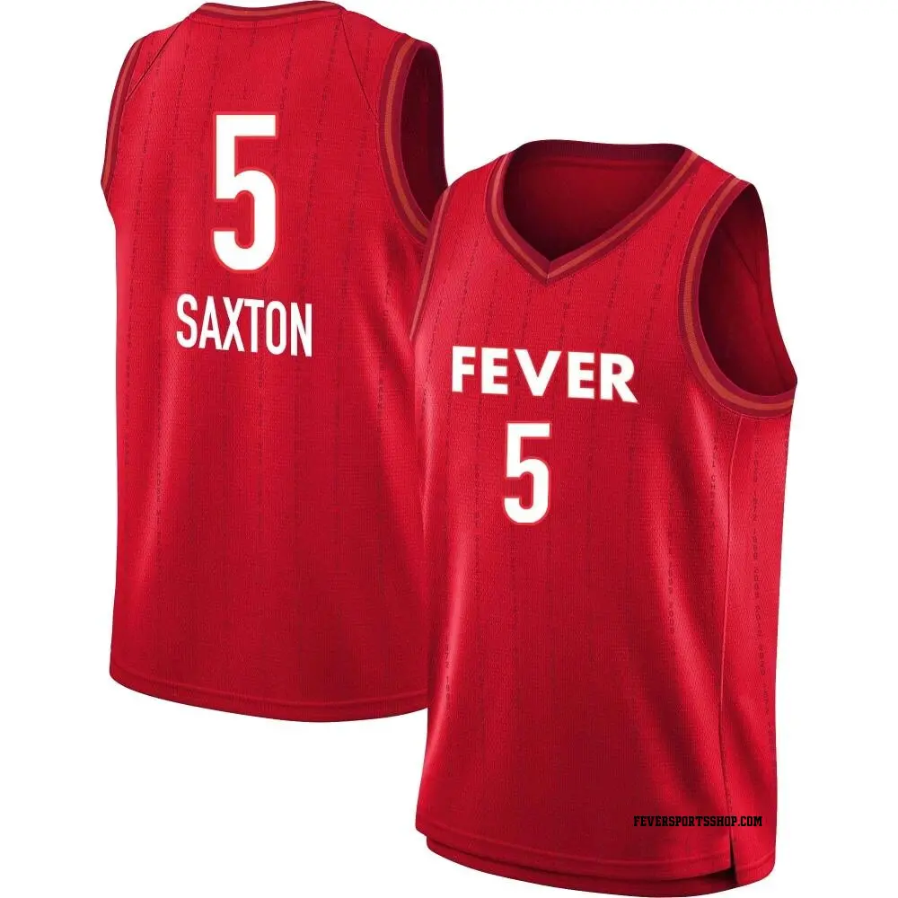 Men's Victaria Saxton ＃5 Rebel Edition Victory Red Indiana Fever 2023 Jersey