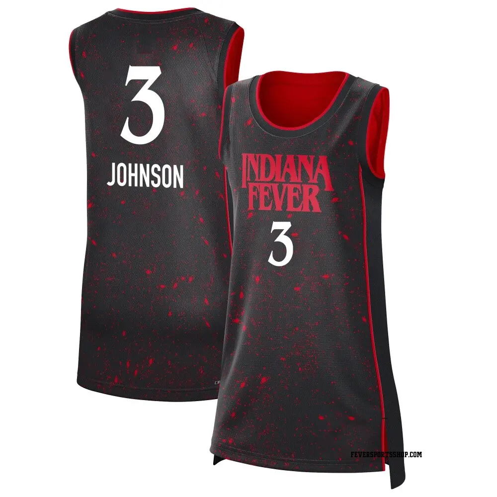 Women's Raven Johnson ＃3 Rebel Edition Victory Black Indiana Fever 2021 Jersey