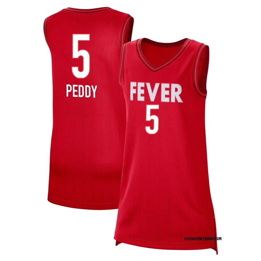 Women's Shey Peddy ＃5 Rebel Edition Victory Red Indiana Fever 2023 Jersey