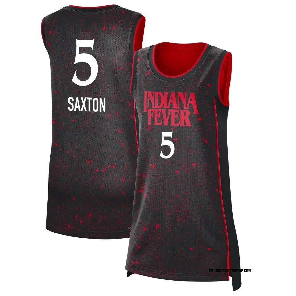 Women's Victaria Saxton ＃5 Rebel Edition Victory Black Indiana Fever 2021 Jersey
