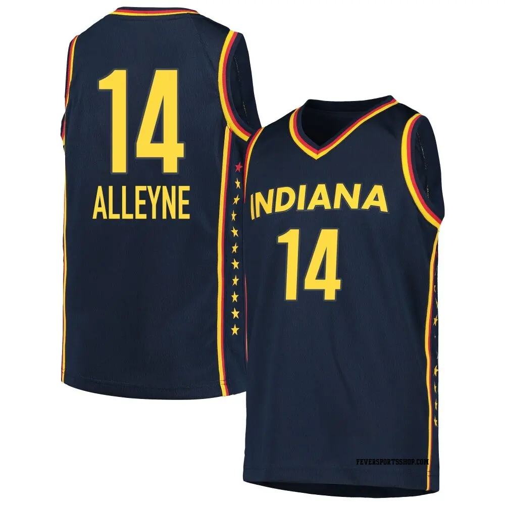 Youth Jillian Alleyne ＃14 Explorer Edition Victory Navy Indiana Fever 2021 Jersey