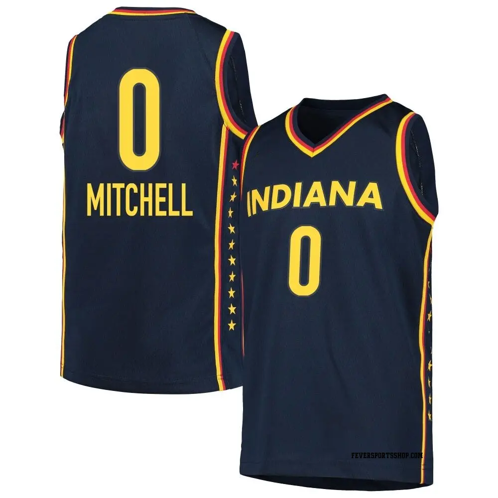 Youth Kelsey Mitchell ＃0 Explorer Edition Victory Navy Indiana Fever 2021 Jersey