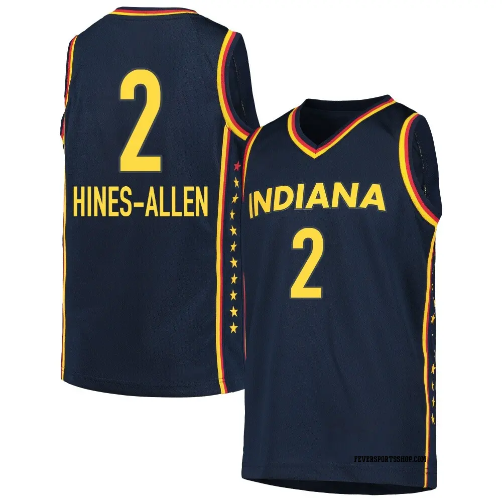 Youth Myisha Hines-Allen ＃2 Explorer Edition Victory Navy Indiana Fever 2021 Jersey